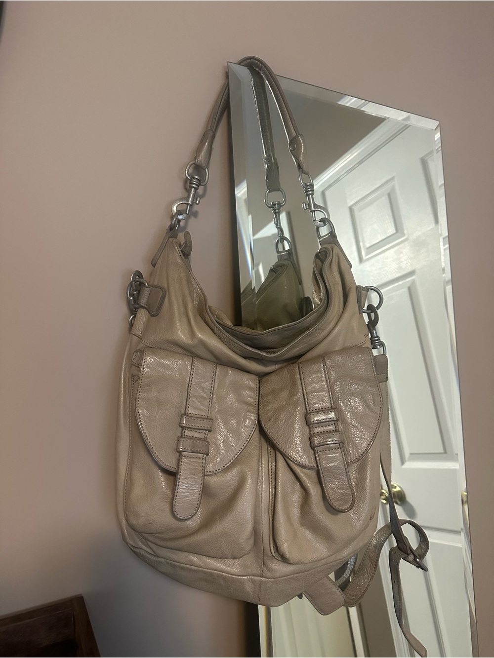 Taupe Shoulder Hobo Bag